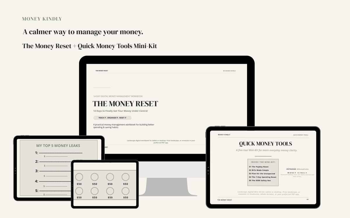 The Complete Money Reset Bundle | 14-Day Reset + Money Tools Mini Kit + Calculator Bonus