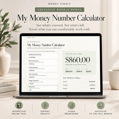 My Money Number Calculator on a laptop screen